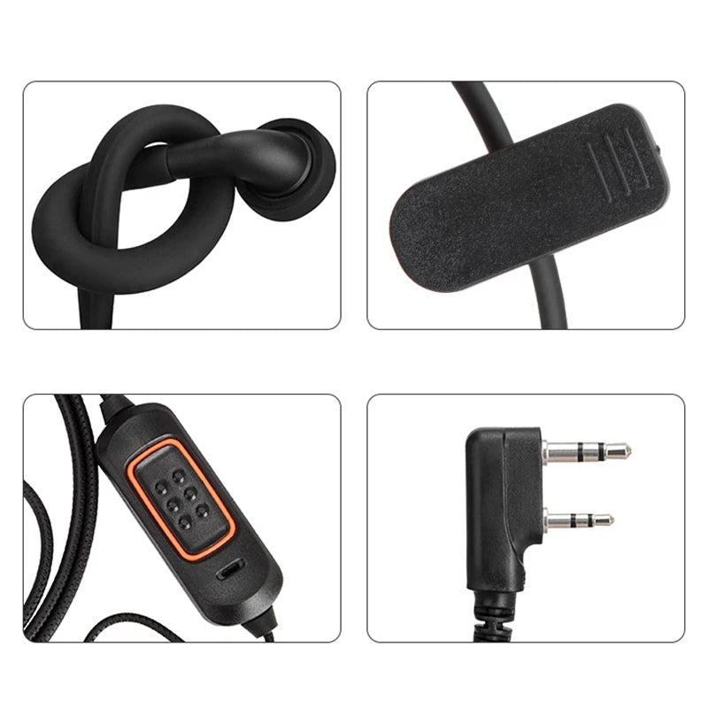 Oreillette Talkie-Walkie avec Micro – Compatible Baofeng, Kenwood et autres modèles