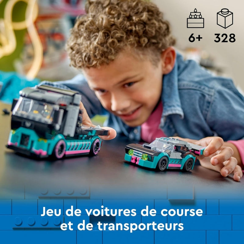 LEGO City La Voiture de Course et Le Camion – Set de construction avec 2 figurines dès 6 ans