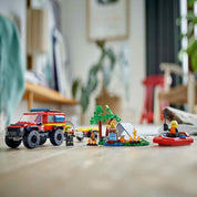 LEGO City Le Camion de Pompiers 4×4 et Le Canot de Sauvetage – Jouet de construction avec bateau, tente et Mini figurines de pompiers – Set 60412