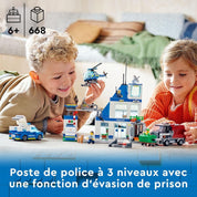 LEGO City Le Commissariat de Police – Set de construction avec voiture, camion de poubelle, hélicoptère et figurines dès 6 ans