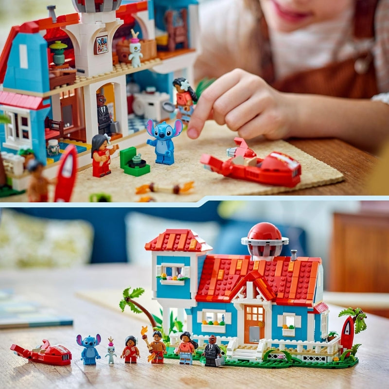 LEGO Disney La Maison sur la Plage de Lilo et Stitch – Set de construction avec 6 Pièces, vaisseau et 5 mini figurines