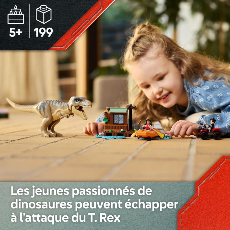 LEGO Jurassic World Le T. Rex et l’Évasion sur la Rivière – Set de Construction Dinosaure (76975)