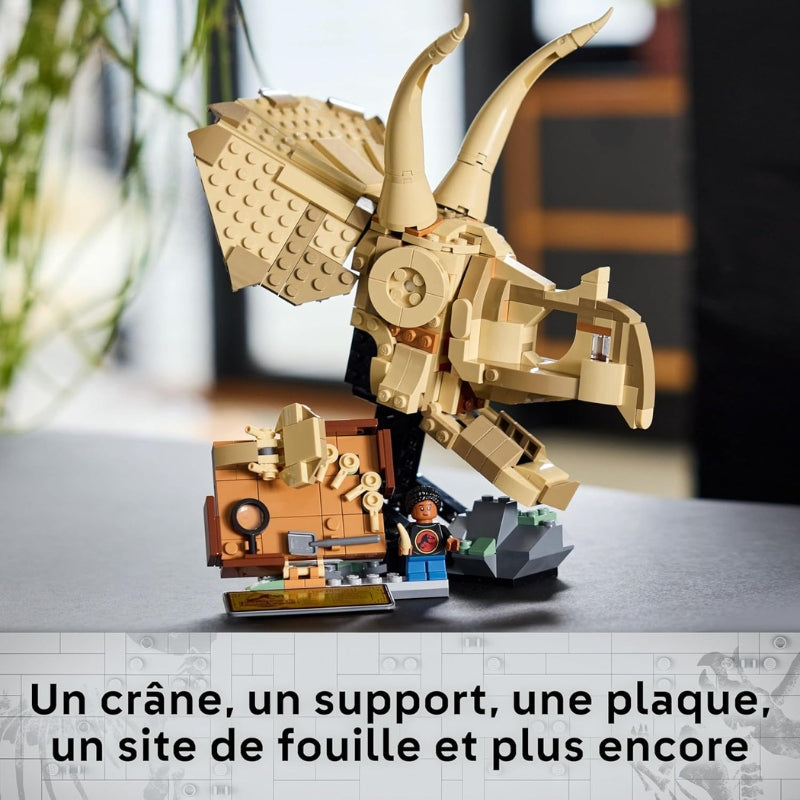 LEGO Jurassic World Le Crâne du tricératops – Fossile à Construire pour Enfants dès 9 Ans