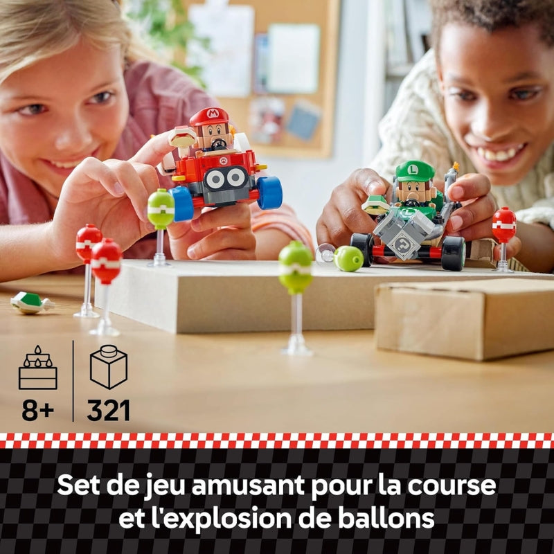 LEGO Super Mario Kart – Bébé Mario contre Bébé Luigi : Set de Course avec 2 Voitures et Figurines à Construire