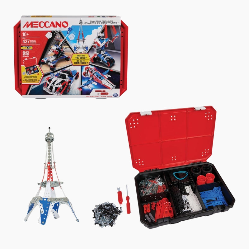 Malette de construction Meccano – 5 modèles emblématiques, 437 pièces + outils, dès 10 ans