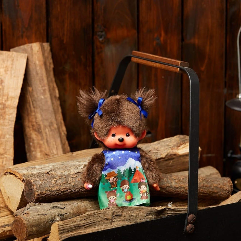 Peluche Kiki 'Camping d'Été' – Monchhichi Fille Originale 24 cm – Modèle 243082