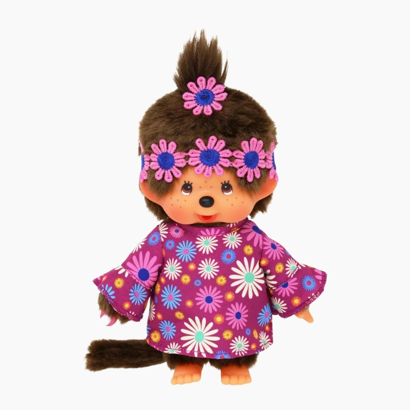 Peluche Kiki 'Flower Power Girl' – Monchhichi Fille Originale 20 cm