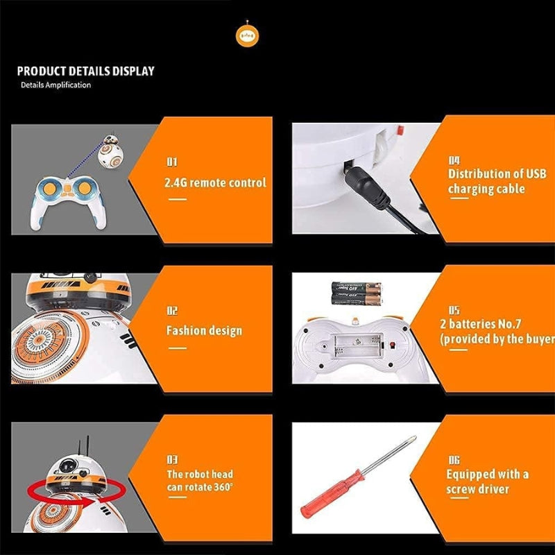 Robot Star Wars BB8 – Jouet robot interactif télécommandée 2.4G